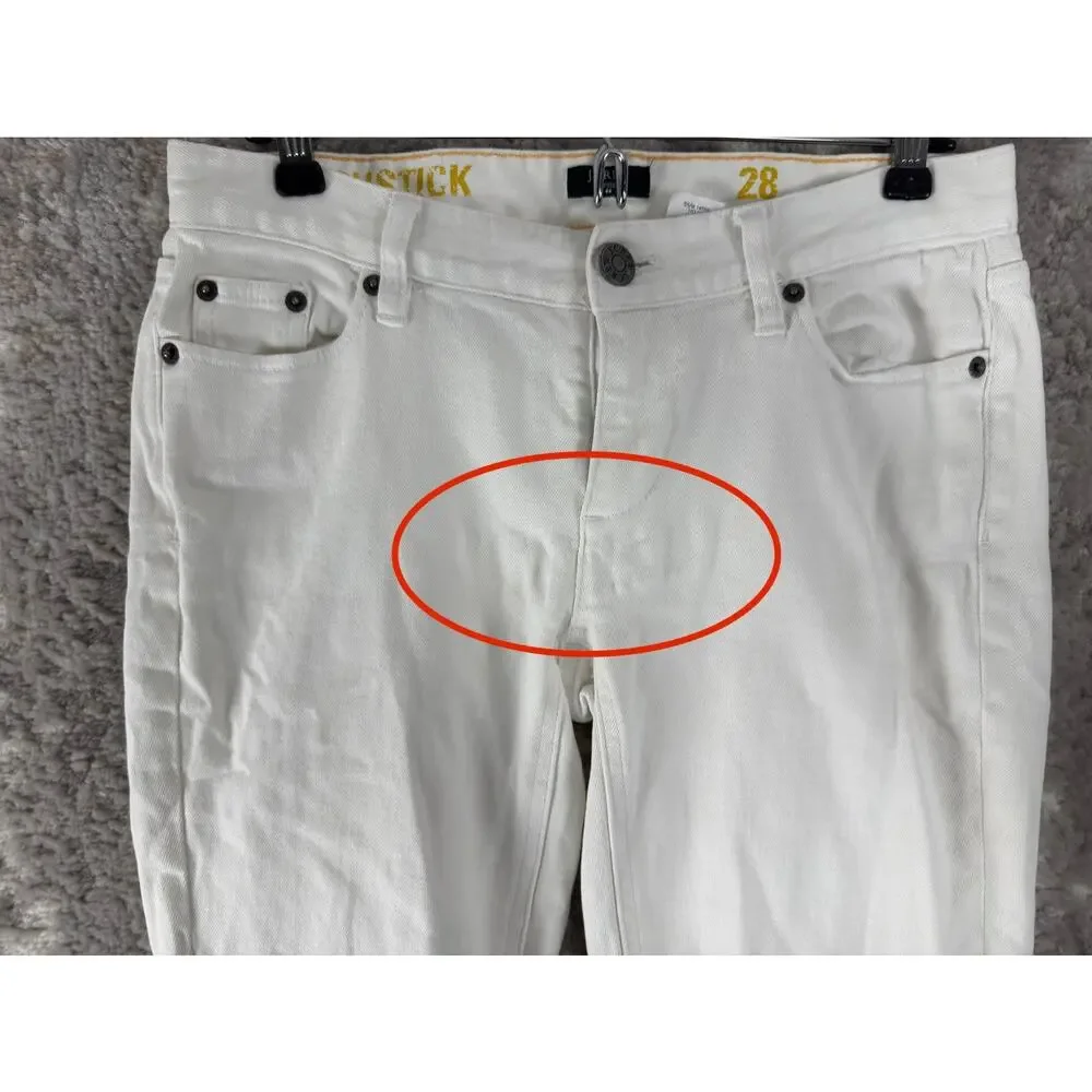J Crew Size 28 Stretch Casual White Denim Jeans Pants Button Zip Pocket‎